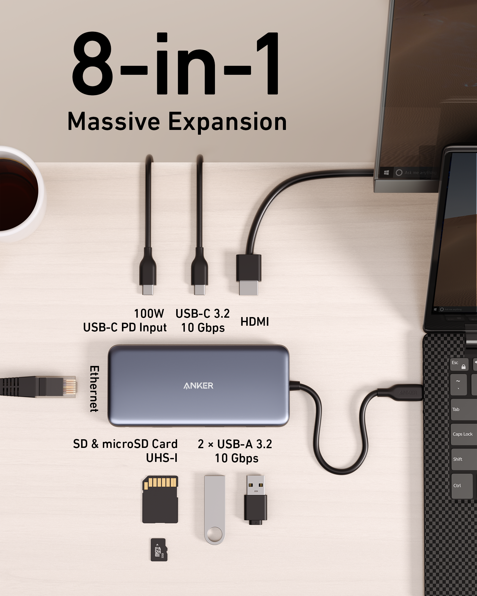 USB 허브 하나로 8포트, Anker 555 A8383 구매 체크 3 Anker A8383 실물 제품 사진 3