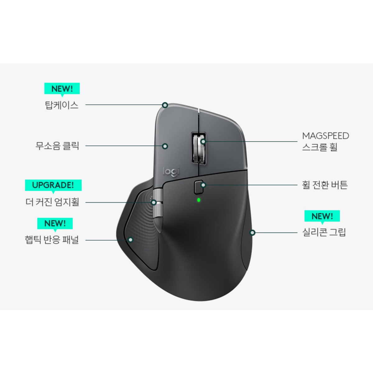 로지텍 MX Master 4 무선 마우스 실제 제품 사진 3